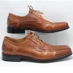 Stacy Adams Mens Cognac Brown Leather Bicycle Square Toe Oxford Shoes  11M
